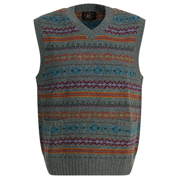 Rrl By Ralph Lauren Fair Isle Wool Vest Tag Size S Men - Picture 1 of 4